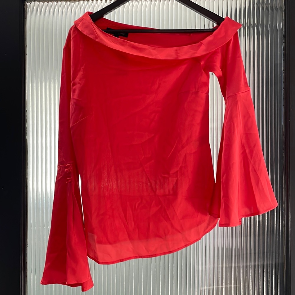 Banana Republic silk red one shoulder blouse